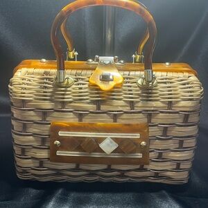 Chic Tan and Brown Woven Satchel